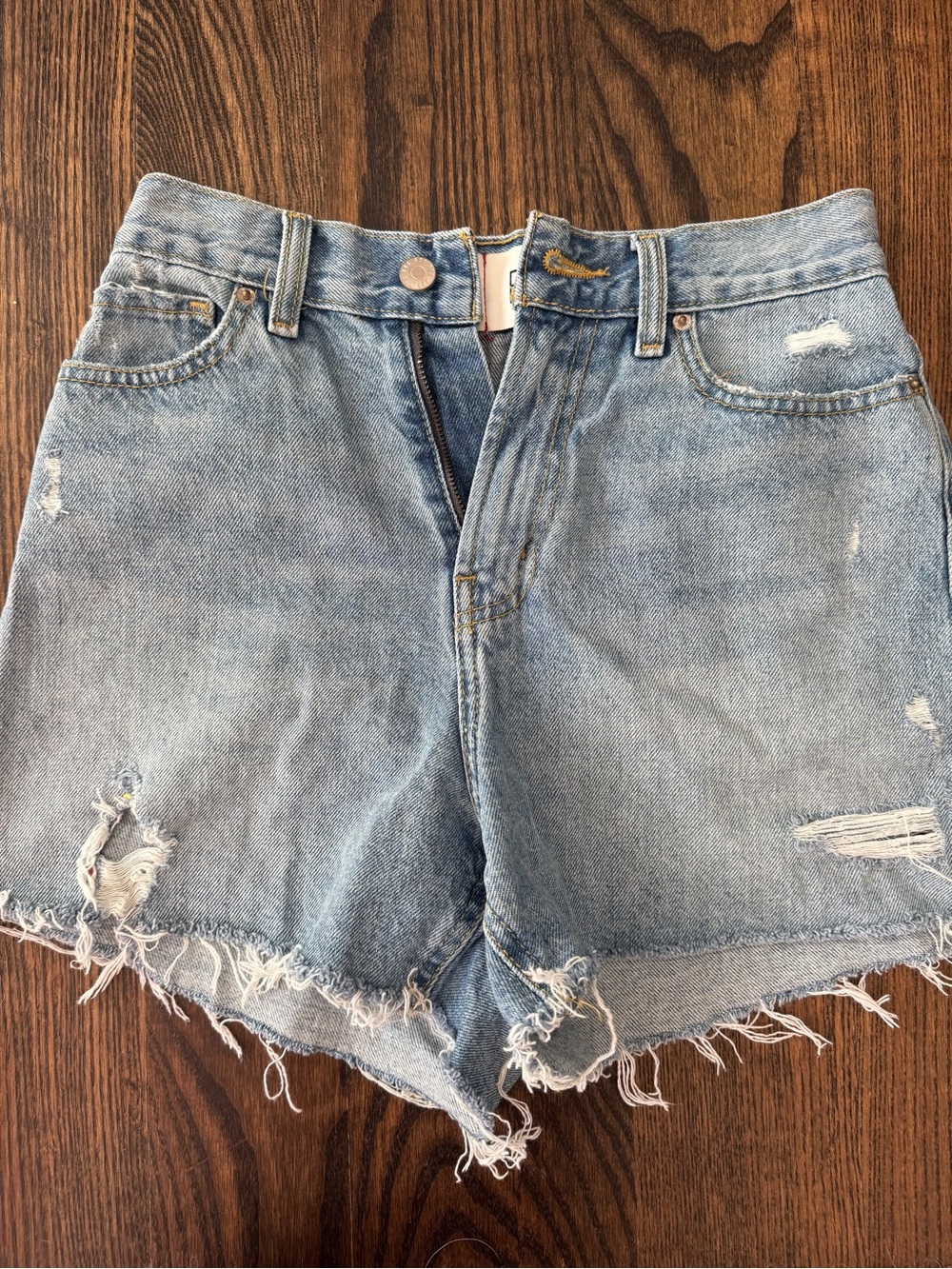 BDG Light Blue Distressed Jean Shorts